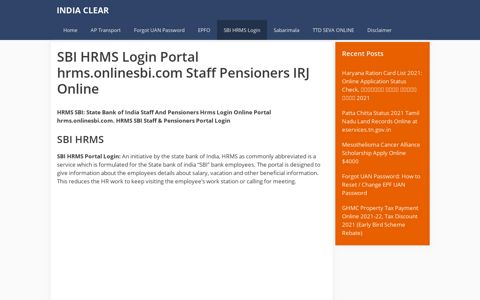 SBI HRMS: Login Portal hrms.onlinesbi.com Staff ...