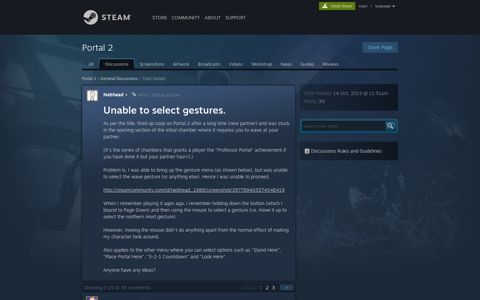 Unable to select gestures. :: Portal 2 General Discussions