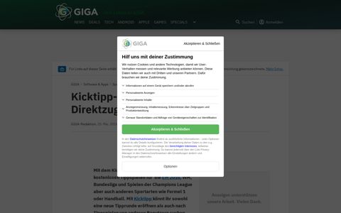 Kicktipp-Login: Anmelden für Direktzugang zur Tipprunde - Giga