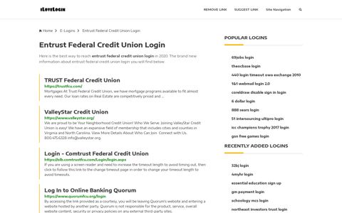 Entrust Federal Credit Union Login ❤️ One Click Access
