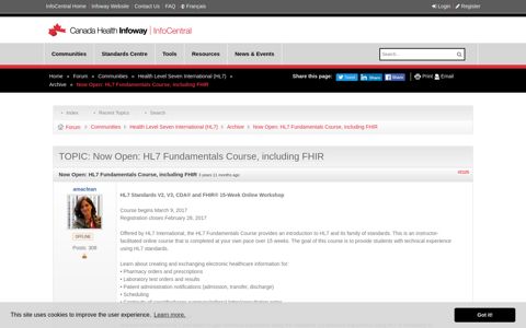 InfoCentral Forum :: Topic: Now Open: HL7 Fundamentals ...