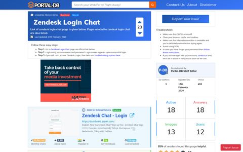 Zendesk Login Chat - Portal-DB.live