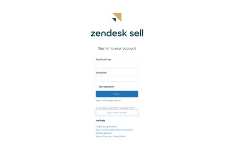 Sign in to Zendesk Sell