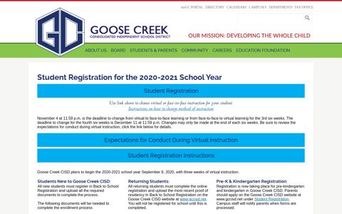 Student Registration (opens in a new window) - GCCISD