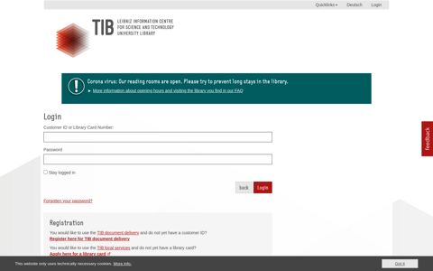 Login form - Technische Informationsbibliothek (TIB)