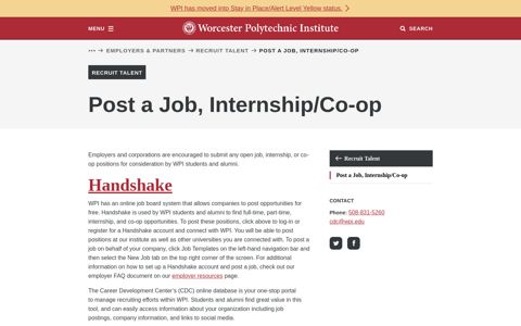 Post a Job, Internship, or Co-op | Employers & Partners | WPI