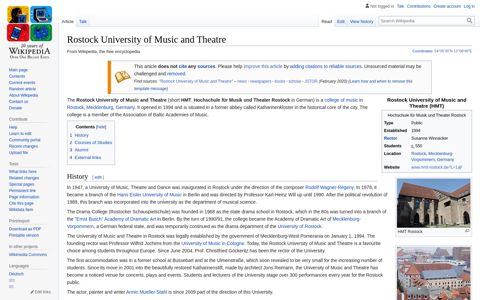 Rostock University of Music and Theatre - Wikipedia