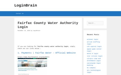 Fairfax County Water Authority Payments - LoginBrain