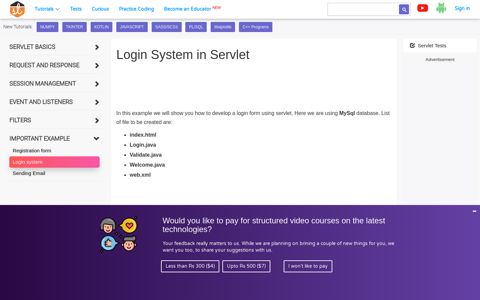 Creating a Login System in Servlet | Studytonight