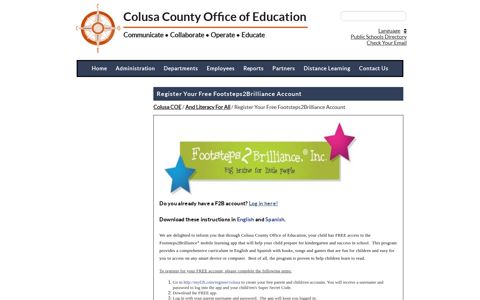 Register Your Free Footsteps2Brilliance Account - Colusa COE