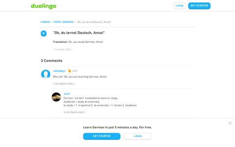 "Oh, du lernst Deutsch, Anna!" - Duolingo
