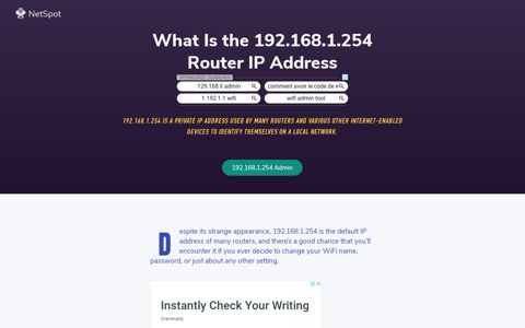 The 192.168.1.254 Router IP Address and Routers Using It