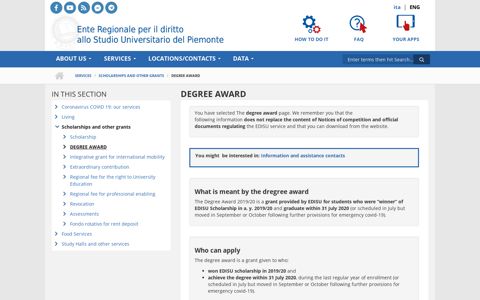 Degree award - Edisu Piemonte