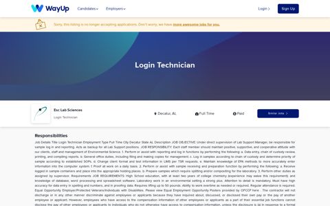Esc Lab Sciences: Login Technician | WayUp