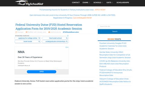 FUD Hostel Reservation Application Form 2019/2020 ...