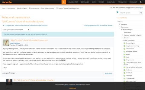 "My Courses" show all available courses - Moodle in English