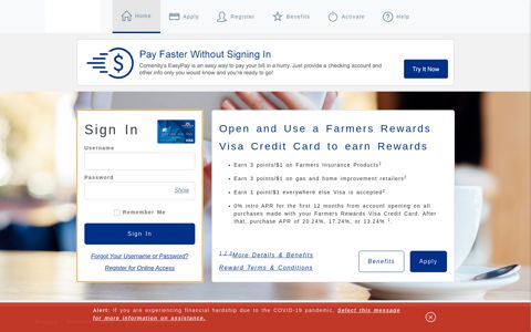Farmers® Rewards Visa® - Home - Comenity