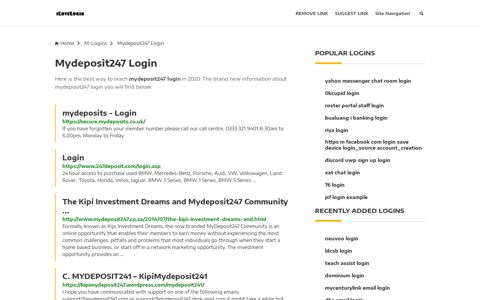 Mydeposit247 Login ❤️ One Click Access - iLoveLogin
