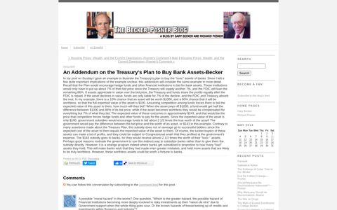 An Addendum on the Treasury's Plan to Buy Bank Assets ...