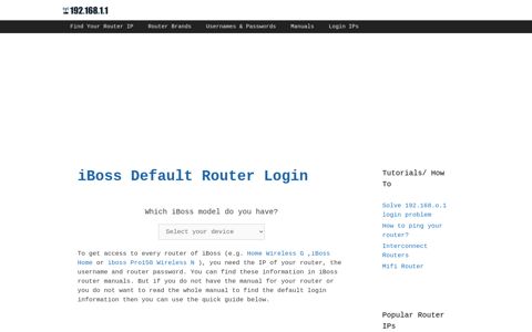 iBoss routers - Login IPs and default usernames & passwords