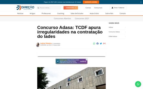 Concurso Adasa: TCDF apura irregularidades na contratação ...