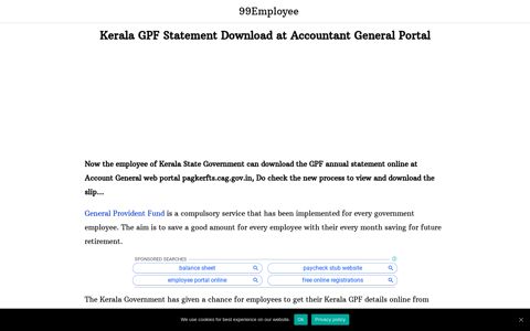 Kerala GPF Statement Download at Accountant General Portal