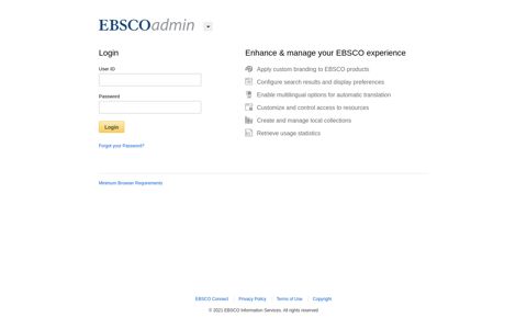 EBSCO admin login options