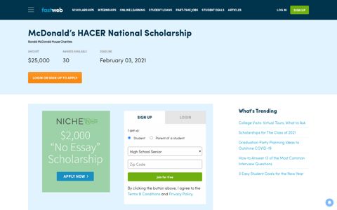 McDonald's HACER National Scholarship | Fastweb