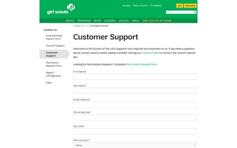 Customer Support - Girl Scouts