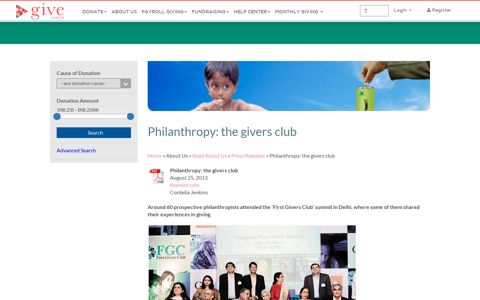 Philanthropy The Givers Club | Giveindia
