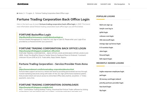 Fortune Trading Corporation Back Office Login ❤️ One Click ...