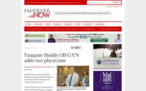 Fauquier Health OB/GYN adds two physicians | Fauquier Now ...