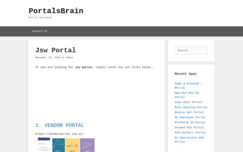 Jsw - Vendor Portal - PortalsBrain - Portal Database