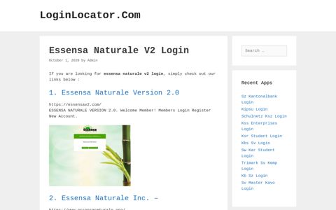 Essensa Naturale V2 Login - LoginLocator.Com