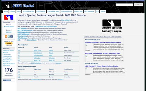 Umpire Ejection Fantasy League Portal