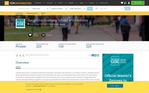Barcelona Graduate School of Economics : Rankings, Fees ...