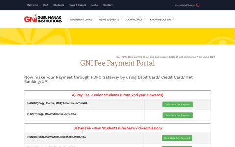 GNI Fee Payment Portal - Guru Nanak Institutions