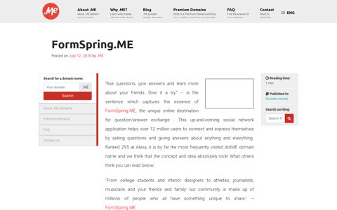 FormSpring.ME • Domain .ME blog