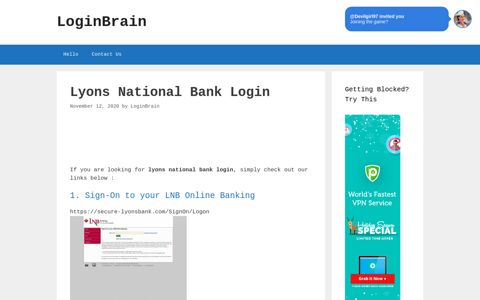 Lyons National Bank Sign-On To Your Lnb Online Banking
