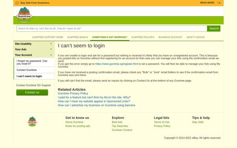 I can't seem to login - Gumtree SG Support Knowledgebase