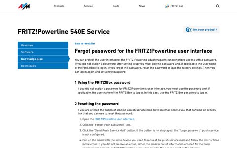 Forgot password for the FRITZ!Powerline user interface ... - AVM