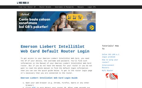 Emerson Liebert IntelliSlot Web Card - Default login IP, default ...