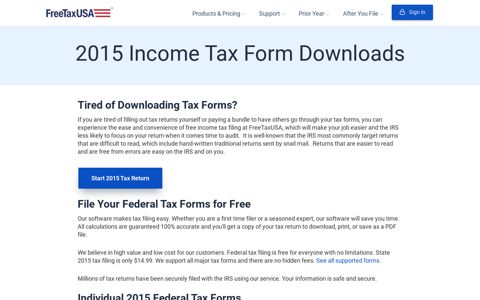 FREE 2015 Printable Tax Forms from FreeTaxUSA ...