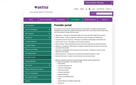 Provider portal | Aetna Better Health of Kentucky