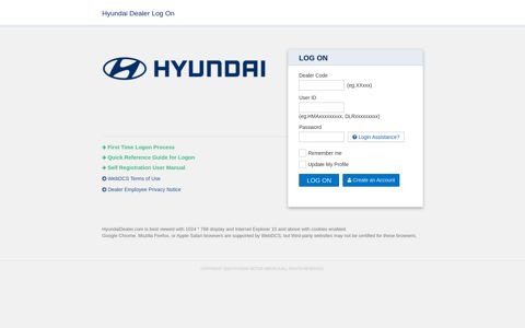 Hyundai Dealer Log On