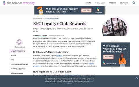KFC Loyalty eClub Rewards - The Balance Everyday