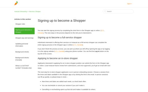 Signing up to become a Shopper – Instacart Onboarding