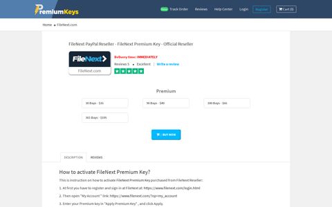 FileNext PayPal Reseller - FileNext Premium Key