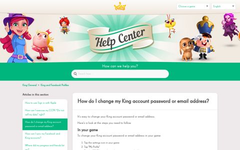 How do I change my King account password or email address ...