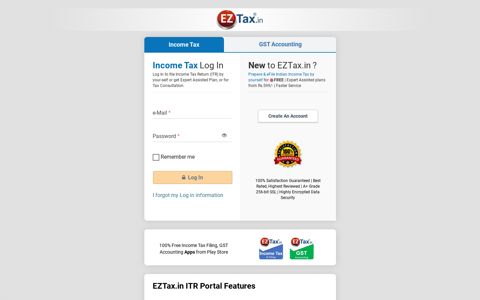 Income Tax Login: Online ITR eFiling in 7 minutes - EZTax ...